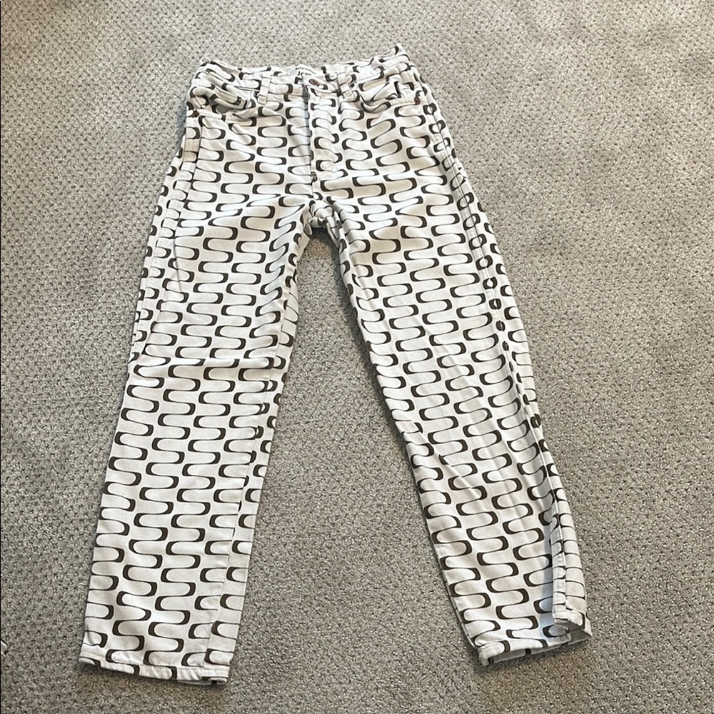 Reformation Brown and White Patterned Pants